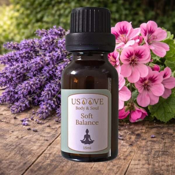Soft Balance Essential Oil Blend 30mL amber bottle | Lavender & Geranium | USOOVE