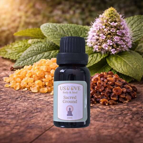 Sacred Ground Essential Oil Blend 30mL amber bottle | Frankincense, Myrrh & Patchouli | USOOVE