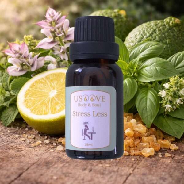 Stress Less Essential Oil Blend 30mL amber bottle | Clary Sage, Bergamot, Basil & Frankincense | USOOVE