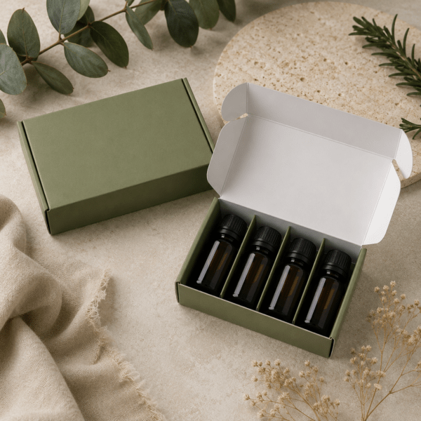 Olive Green Essential Oil Gift Box – 4 Bottle